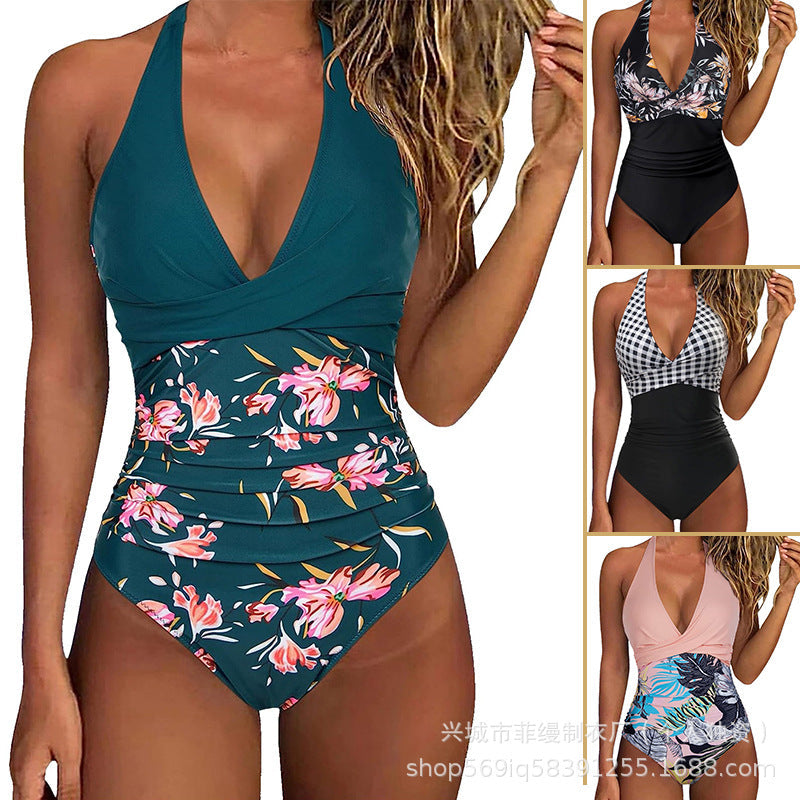 Damen Floral Design Badeanzug