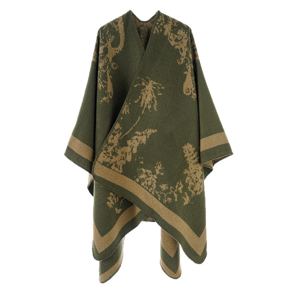 Damen Eleganter Cape‑Poncho im Kimono‑Schnitt mit Jacquard‑Strick Shop Nory
