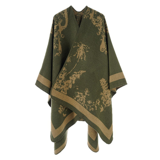 Damen Eleganter Cape‑Poncho im Kimono‑Schnitt mit Jacquard‑Strick Shop Nory