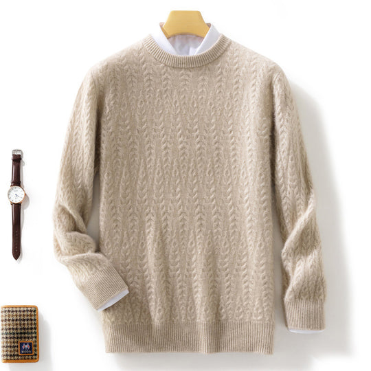 Herren gehobener Zopfstrickpullover mit Rundhals und Merino‑Mischung Shop Nory