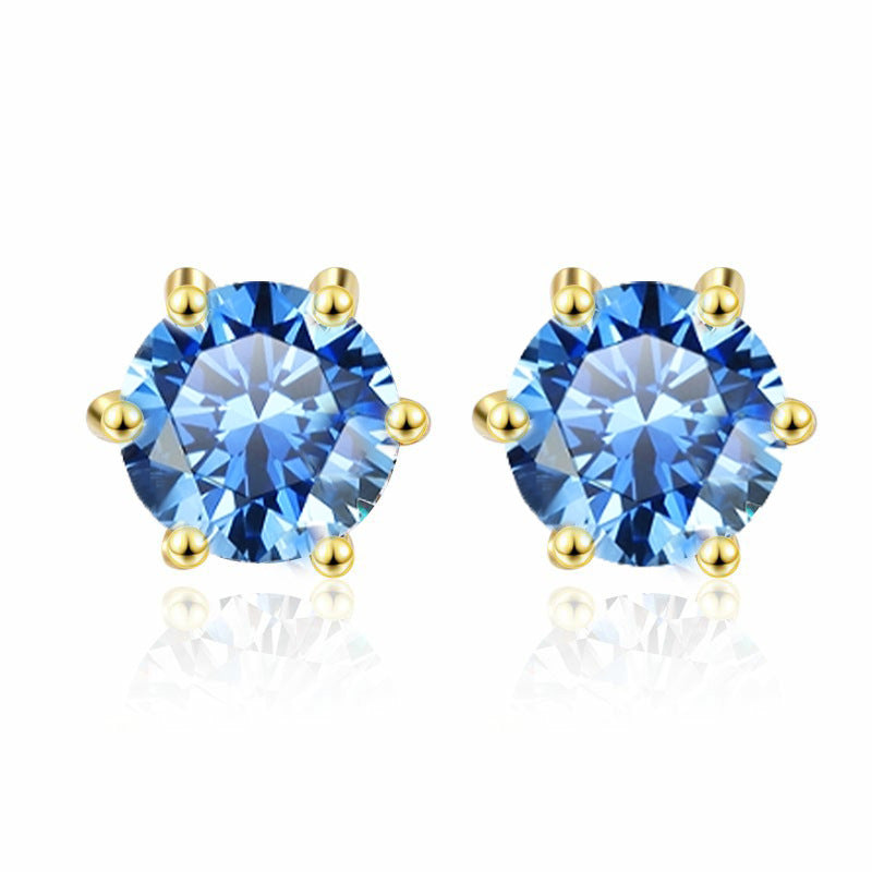 Damen Ohrringe mit funkelnden blauen Kristallen und edlem Goldrahmen Shop Nory