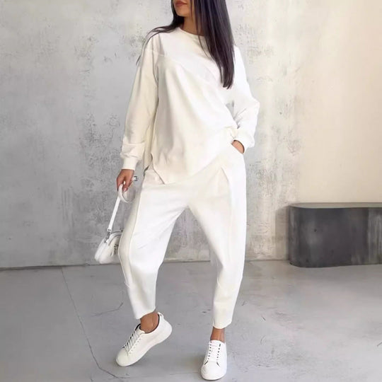 Damen Lässiges Zweiteiliges Lounge-Set mit Oversize-Sweatshirt und taillierter Tapered-Hose Shop Nory
