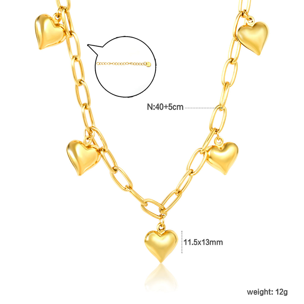 Damen Kette mit herzförmigen Anhängern aus hochwertigem Edelstahl Shop Nory