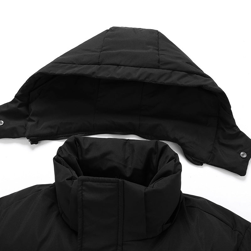 Damen lange Daunenjacke mit hohem Kragen und winddichten Eigenschaften