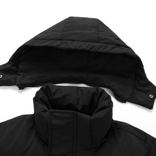 Damen lange Daunenjacke mit hohem Kragen und winddichten Eigenschaften