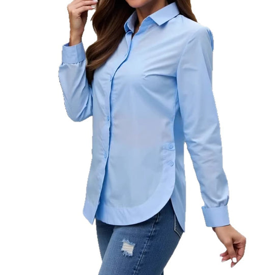 Damen Elegante Baumwollbluse mit Knopfdetails