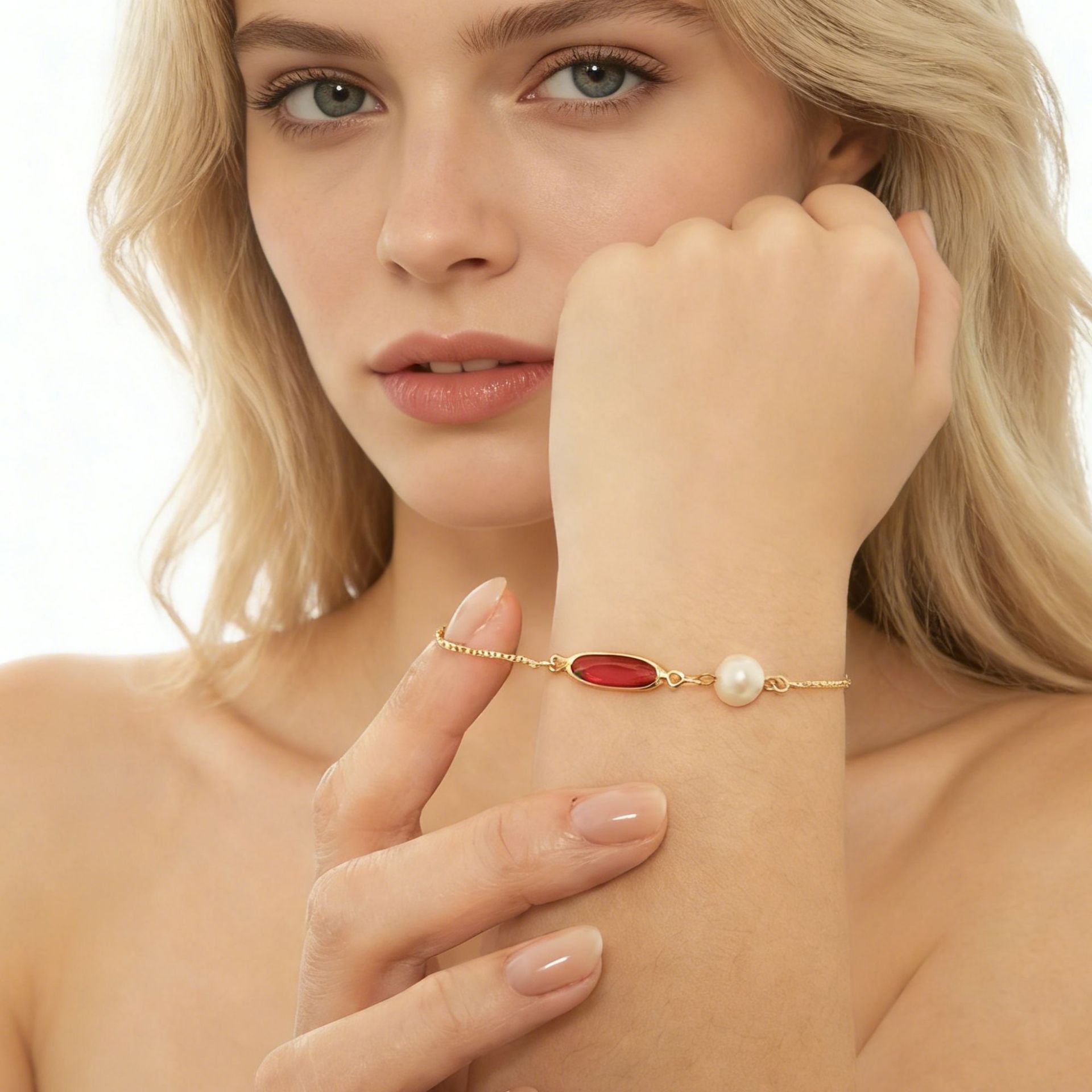 Damen elegante Halskette mit bunten Edelsteinen Shop Nory