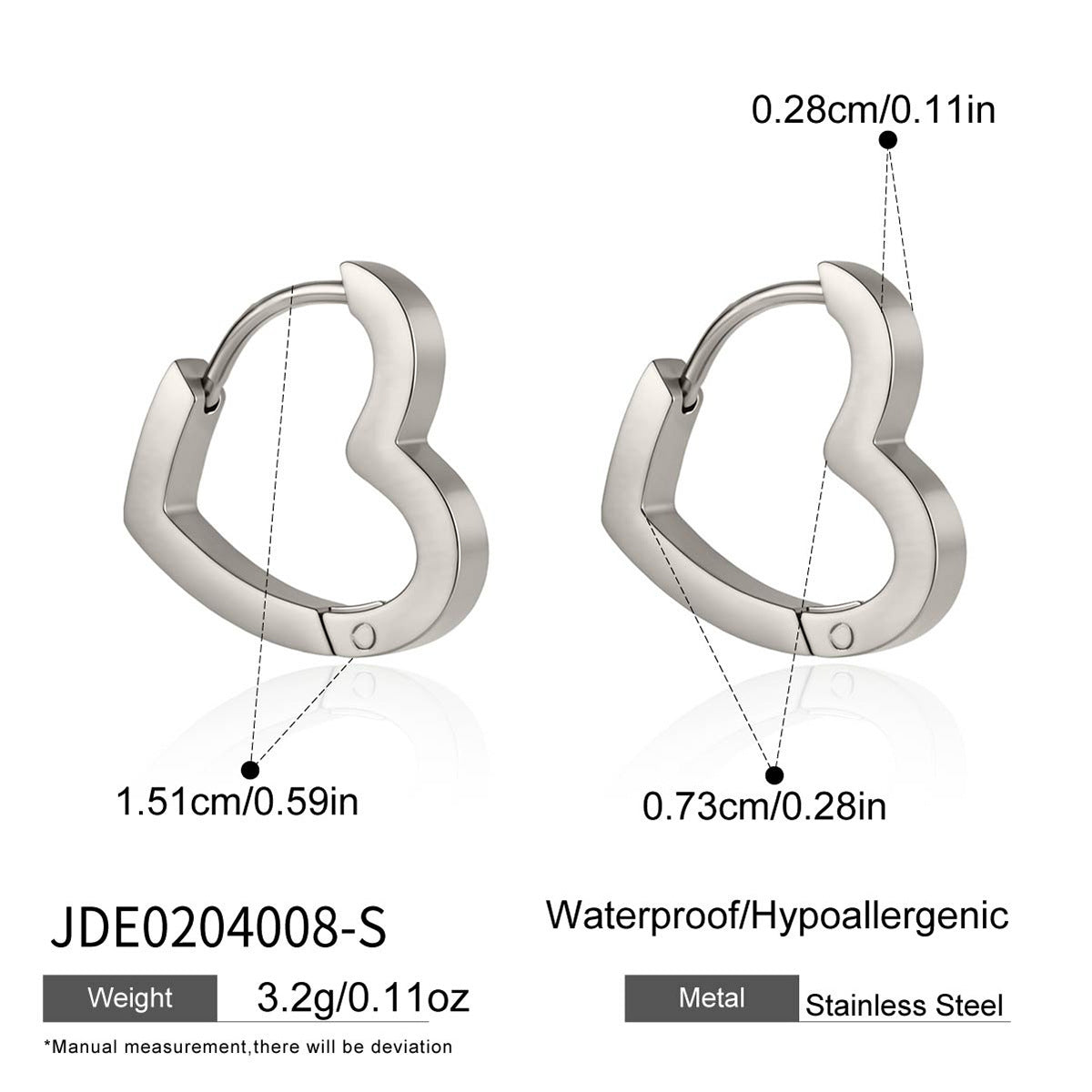 Damen Ohrhänger im modernen Herzdesign aus hypoallergenem Edelstahl Shop Nory