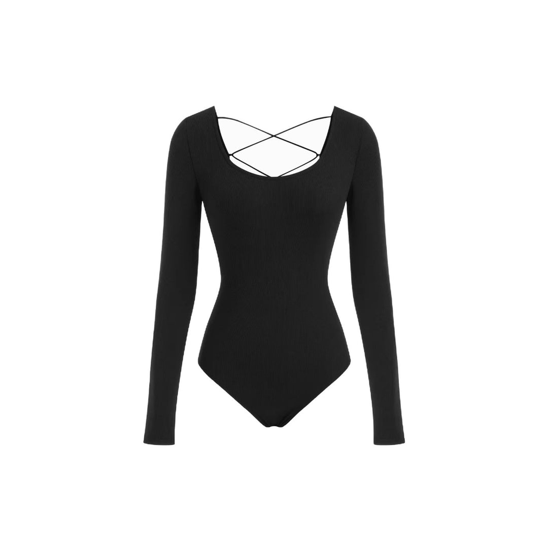 Damen Tailliertes Rippfeinstrick-Longsleeve mit weitem U-Boot-Ausschnitt Shop Nory