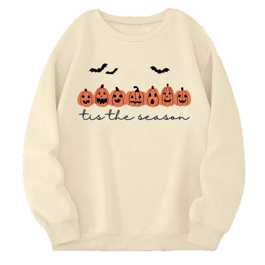 Damen Oversize Sweatshirt mit Halloween-Kürbis-Print und Rundhalsausschnitt Shop Nory