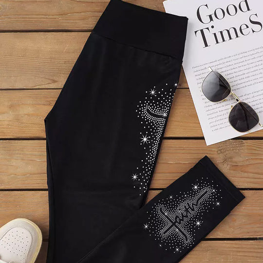 Damen High-Waist Shape-Leggings mit Strass-Kreuzmotiv und formender Kompression Shop Nory
