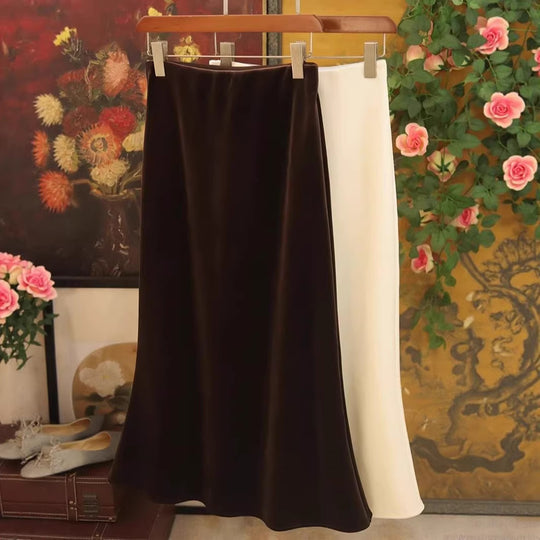 Damen Eleganter Maxirock aus hochwertigem Satin Shop Nory