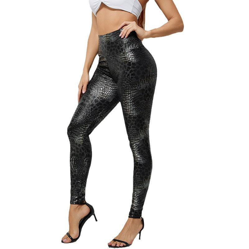 Damen Hochglänzende Leggings im Schlangenmuster