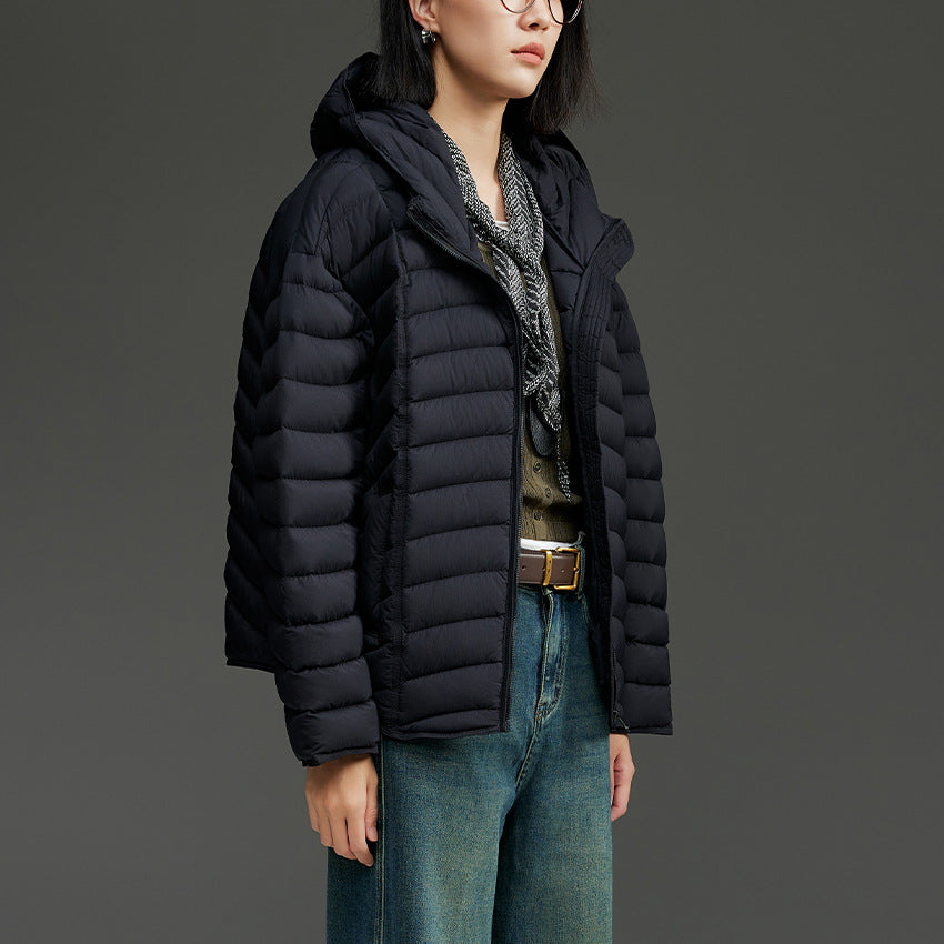 Damen Ultraleichte gesteppte Daunenjacke mit Kapuze und winddichter Außenhülle Shop Nory