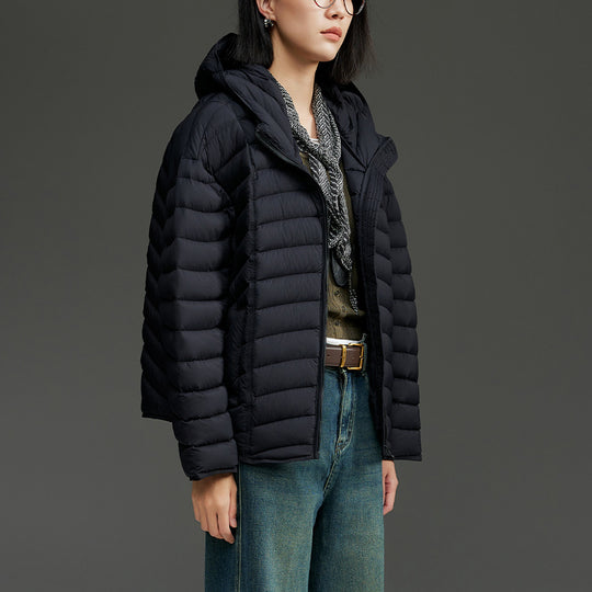 Damen Ultraleichte gesteppte Daunenjacke mit Kapuze und winddichter Außenhülle Shop Nory