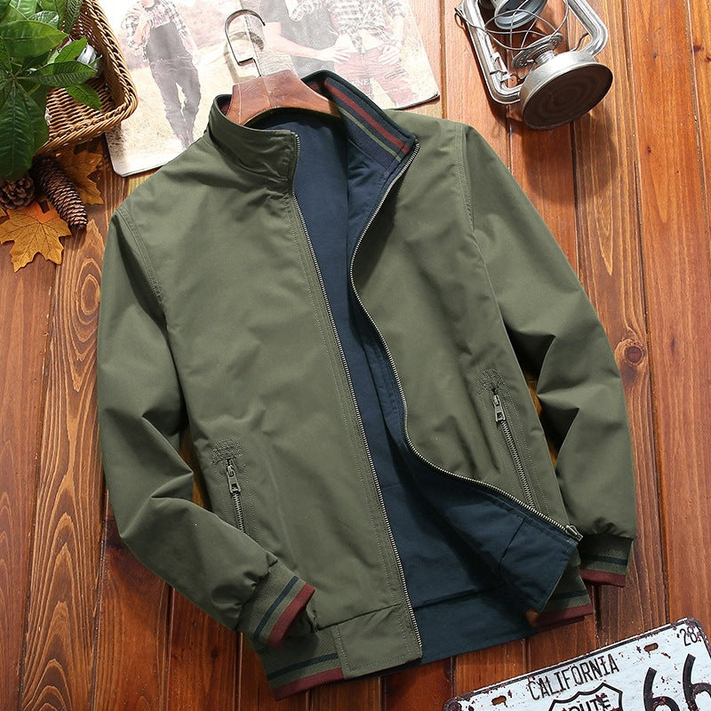 Herren Leichte Bomberjacke im urbanen Utility‑Look mit gestreiften Rippbündchen & Reißverschlusstaschen Shop Nory