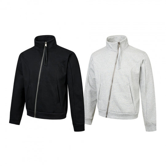 Unisex Kurz geschnittene Sportive Zipjacke mit diagonalem Reißverschluss, Stehkragen und Eingrifftaschen Shop Nory