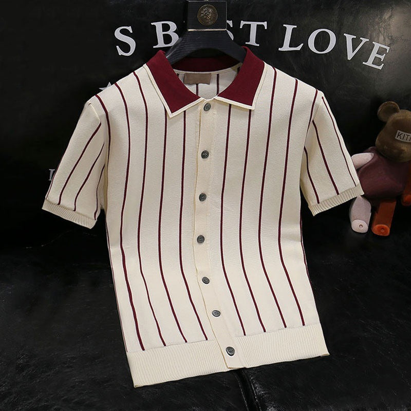 Herren Stilvolles Kurzarm Strickhemd Shop Nory