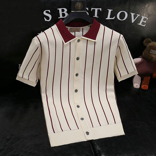 Herren Stilvolles Kurzarm Strickhemd Shop Nory