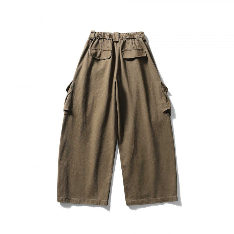 Unisex Weite Cargo-Cropped-Hose mit hohem elastischem Bund, Mehrfachtaschen und Kordelzug Shop Nory