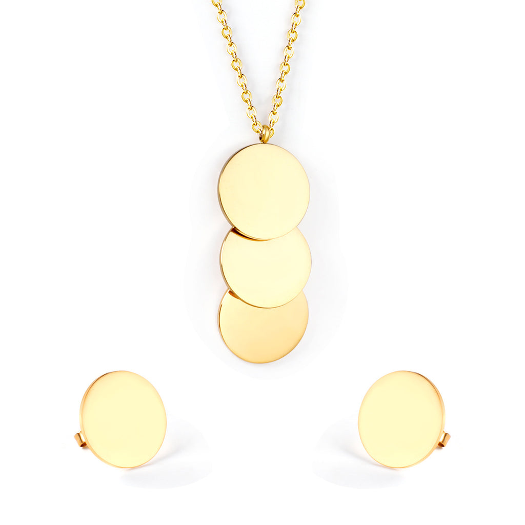 Damen Schmuckset mit goldplattierter Halskette und runden Ohrringen Shop Nory