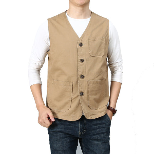 Herren Utility-Weste mit gestreiftem Innenfutter aus Baumwoll-Canvas Shop Nory
