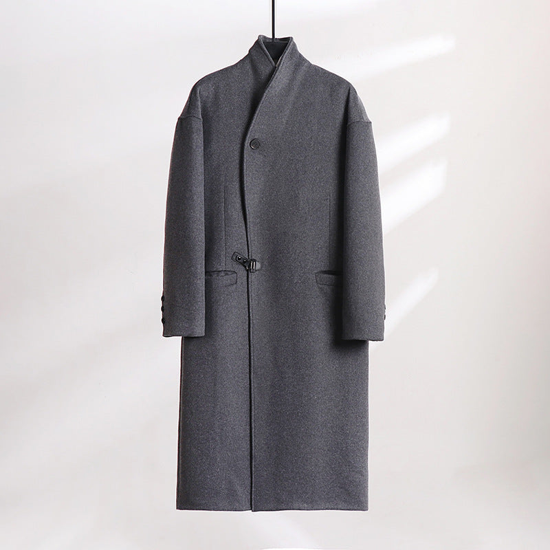 Herren Bodenlanger Wollmix-Mantel mit weitem Schalkragen und dekorativem Knebelverschluss Shop Nory