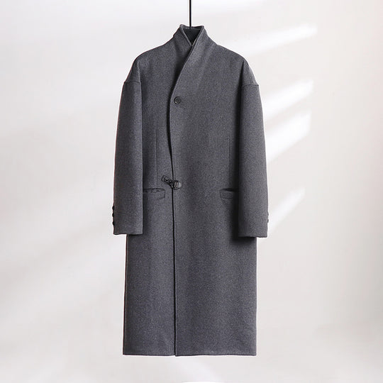 Herren Bodenlanger Wollmix-Mantel mit weitem Schalkragen und dekorativem Knebelverschluss Shop Nory