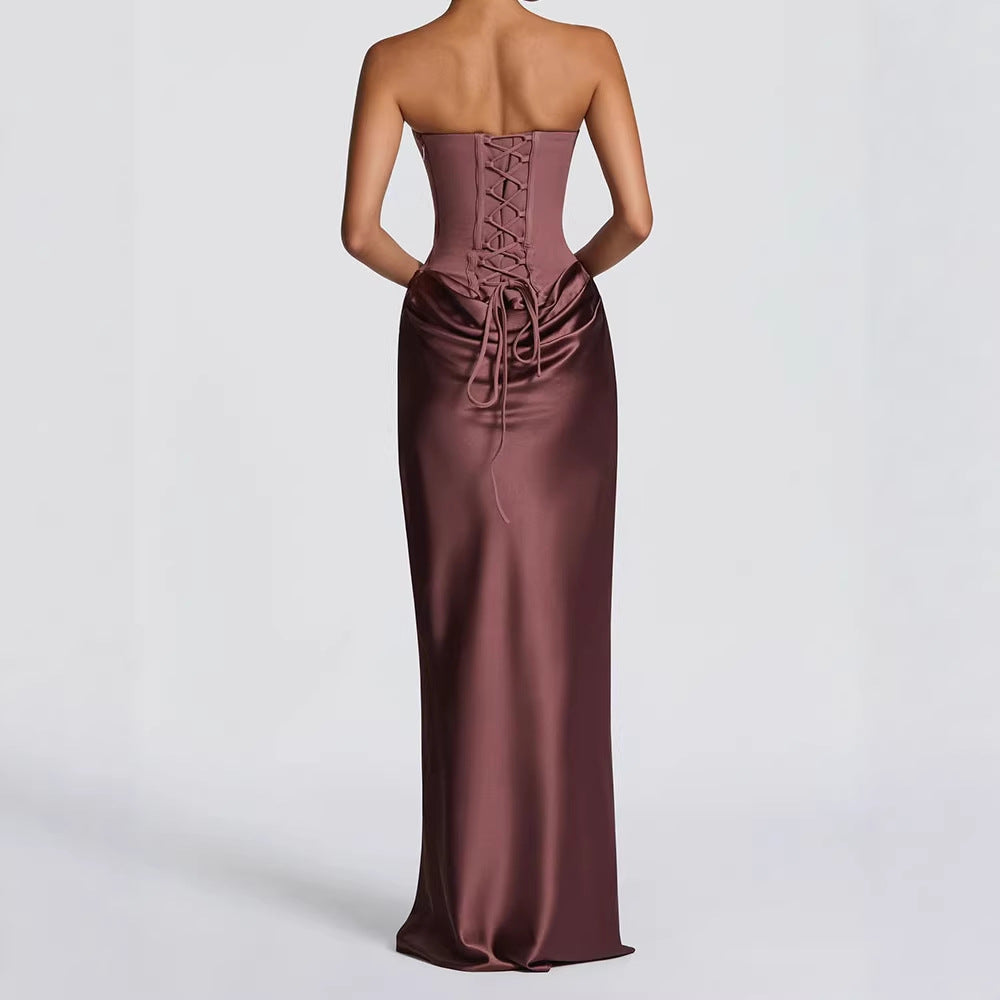 Damen Elegantes Wickelkleid mit figurbetontem Oberteil und schimmerndem Rock Shopnory