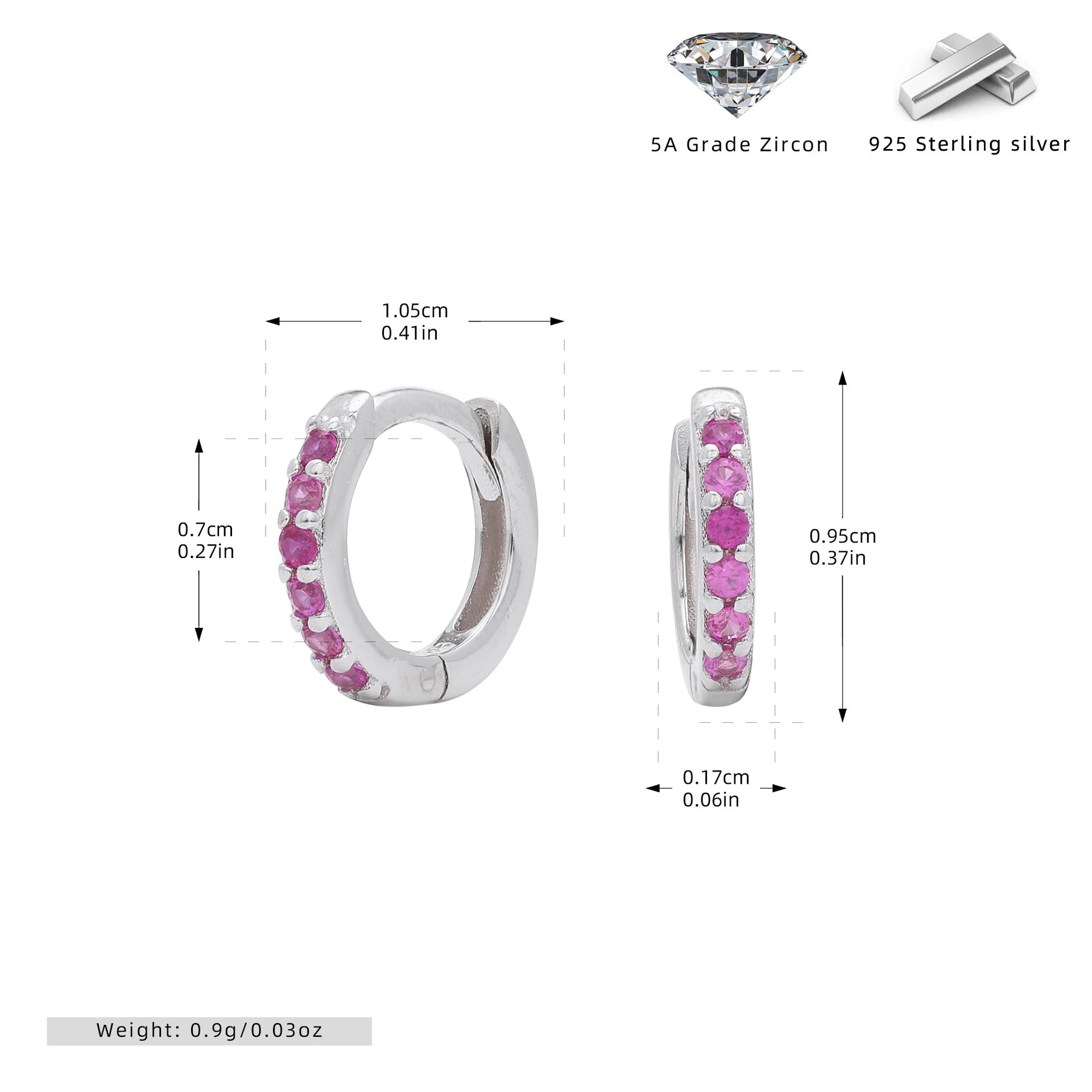 Damen Creolen mit funkelnden Zirkonsteinen und hochwertigem 925 Sterling Silber Shop Nory