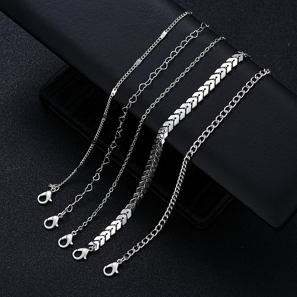 Damen Fußkettchen-Set mit filigranen Ketten und eleganten Anhängern Shop Nory