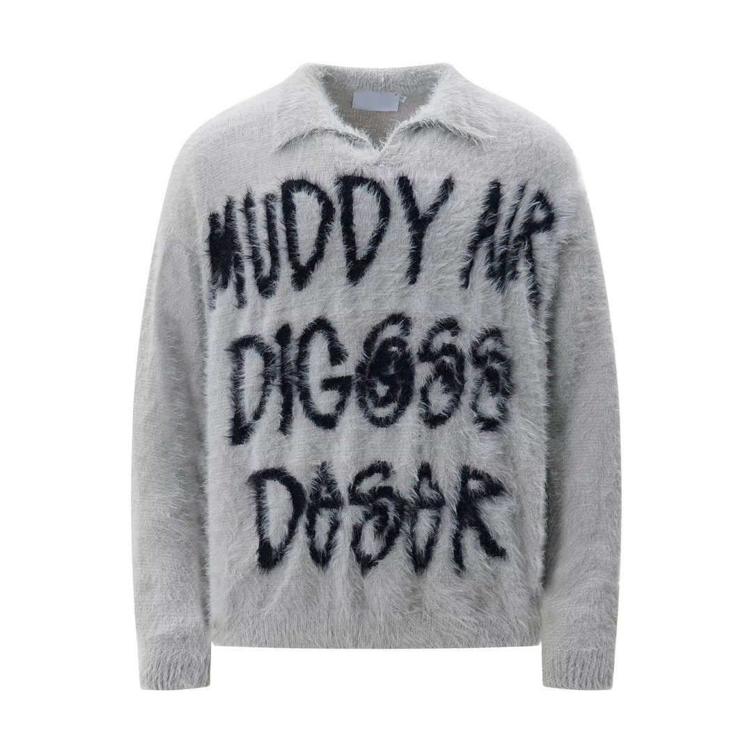Damen Modischer Pullover mit einzigartigem Schriftzug Shop Nory