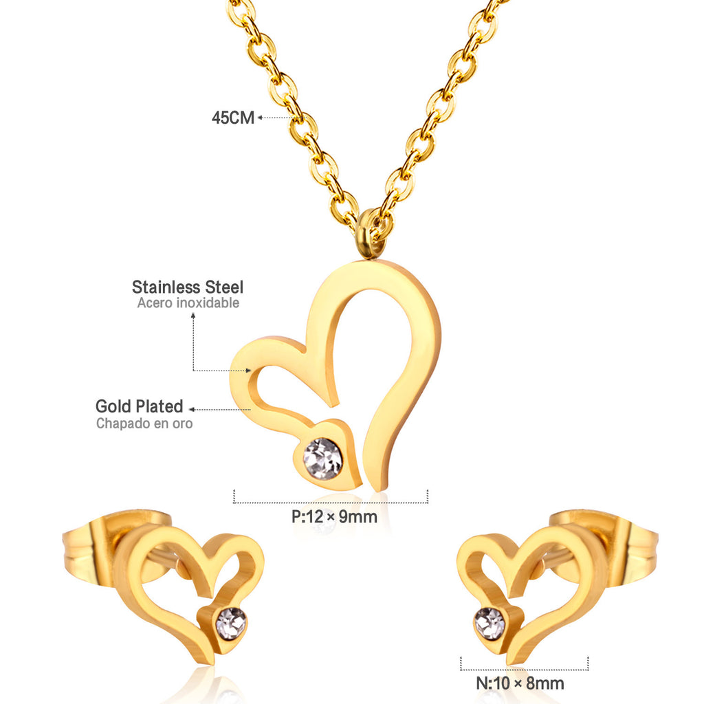 Damen Schmuckset mit Herzanhänger und Ohrringen aus hochwertigem Edelstahl Shop Nory