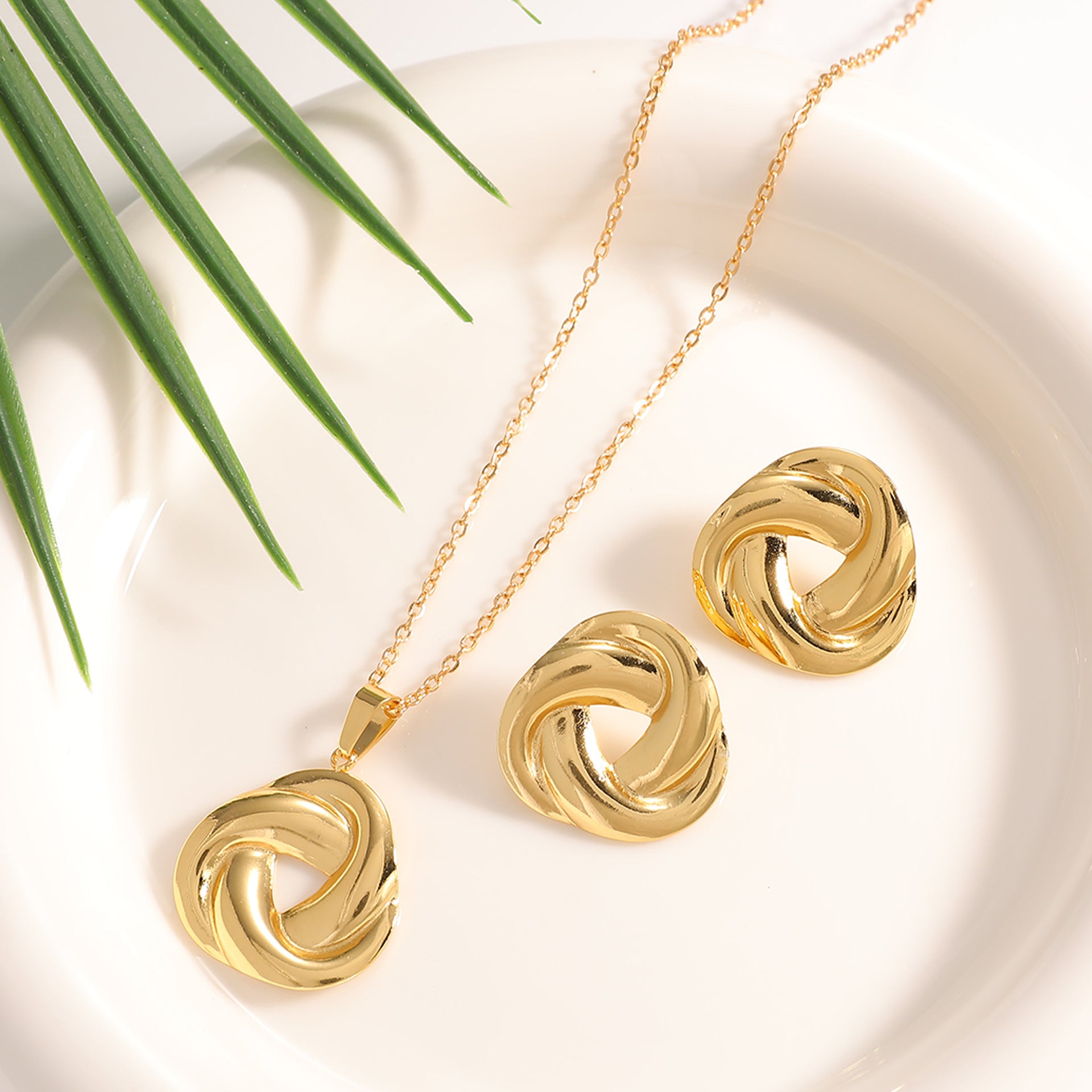 Damen Schmuckset mit filigranem Blattdesign Shop Nory