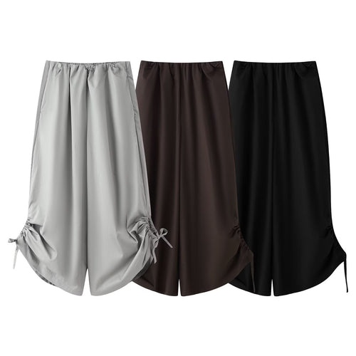 Damen Langer Satin‑Maxirock mit seitlichen Raffungen und Tunnelzug Shop Nory