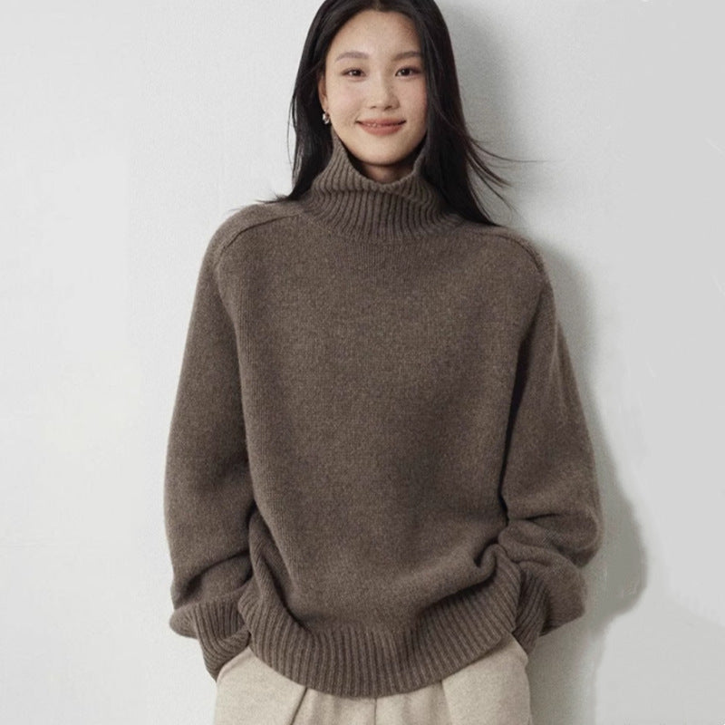 Damen Rollkragenpullover aus feinem Wollmix mit geradem Schnitt und breitem Rippkragen Shop Nory