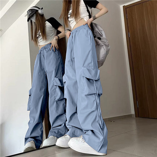 Damen Cargo-Hose im urbanen Stil mit seitlichen Taschen und elastischem Bund