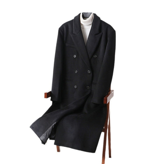 Herren Klassischer Doppelreiher-Longcoat aus Wollmischung mit Schalkragen und feiner Innenfutterverarbeitung Shop Nory