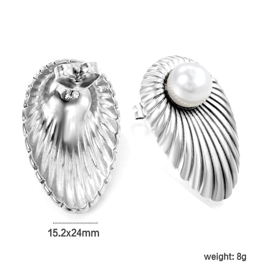 Damen Ohrstecker mit elegantem Muschel-Design und hochwertiger Perle Shop Nory