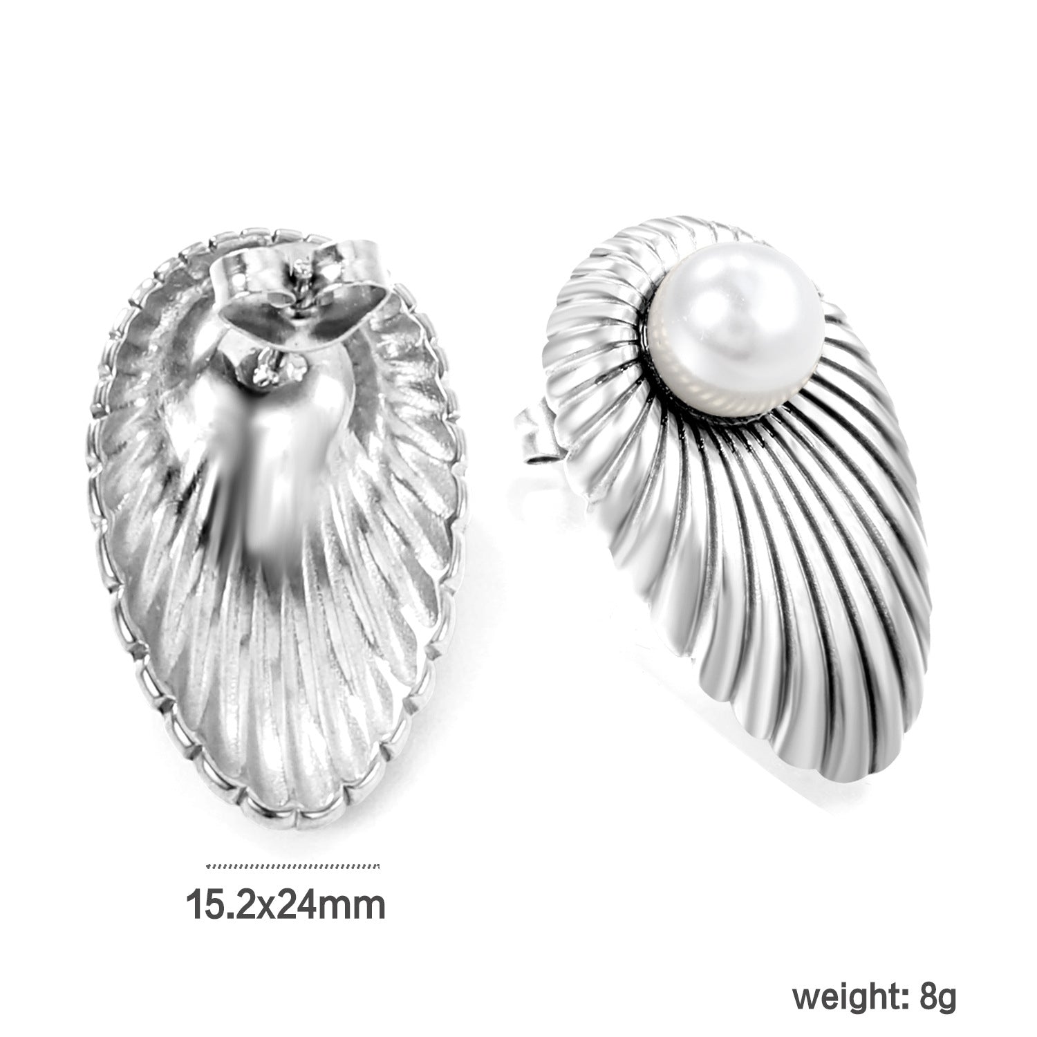 Damen Ohrstecker mit elegantem Muschel-Design und hochwertiger Perle Shop Nory