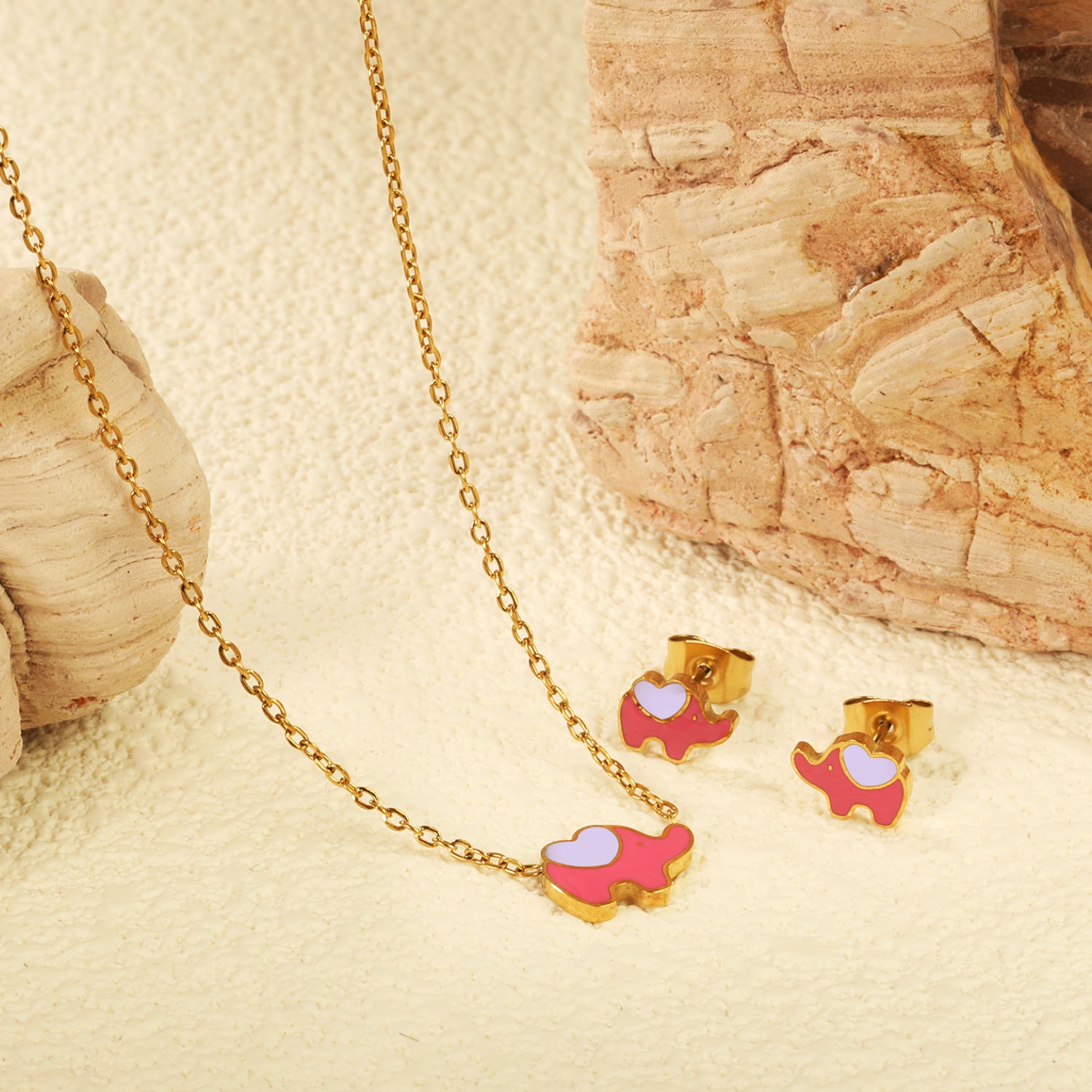 Damen Schmuckset mit niedlichem Elefanten-Anhänger und passenden Ohrringen Shop Nory
