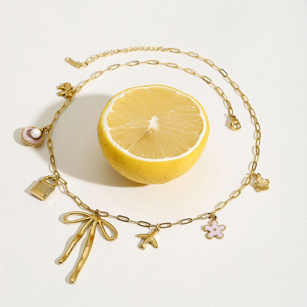 Damen Halskette mit verspieltem Charms-Design aus hypoallergenem Edelstahl Shop Nory