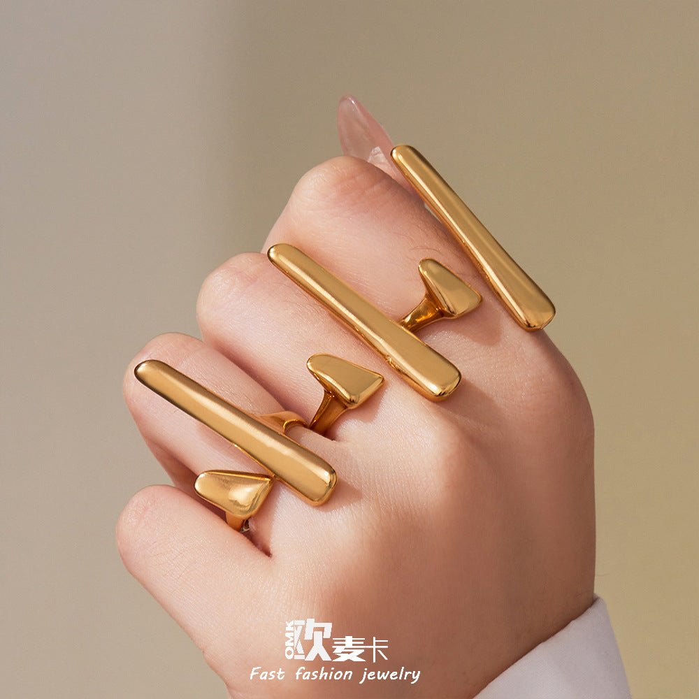 Damen Offener Ring aus Edelstahl mit elegantem goldenen Akzent Shop Nory