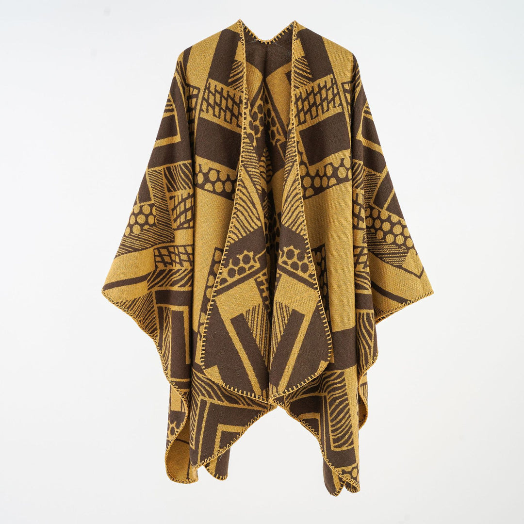 Damen Weichfallendes Jacquard-Cape mit geometrischem Allovermuster und offenem Kimono-Fall Shop Nory