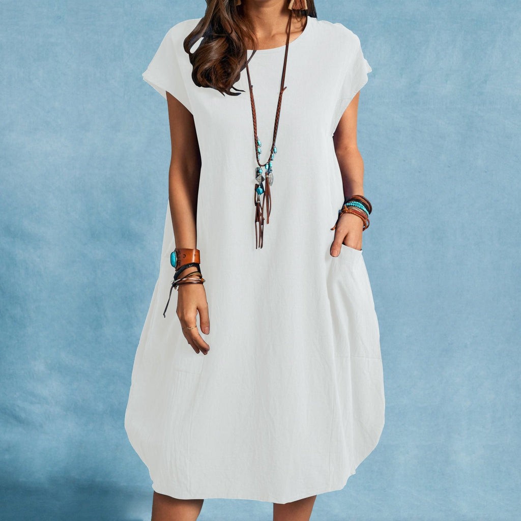 Damen luftiges Sommerkleid mit praktischen Taschen und modernem Schnitt