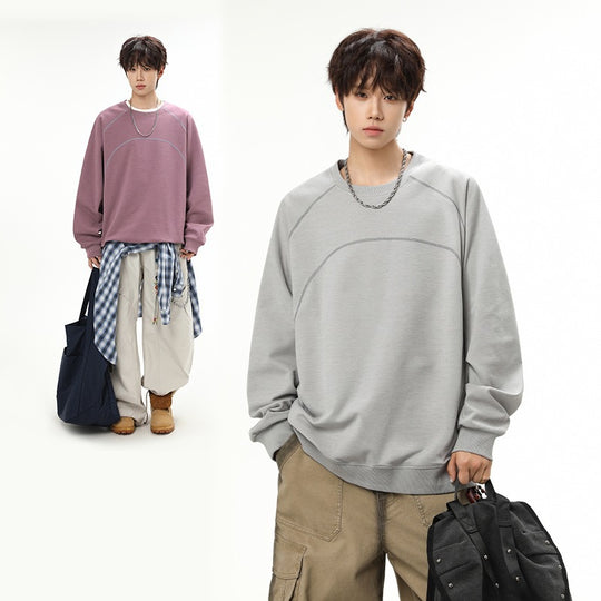 Herren Lockeres Sweatshirt aus Frottee mit dekorativen Sattel- und Steppnähten Shop Nory