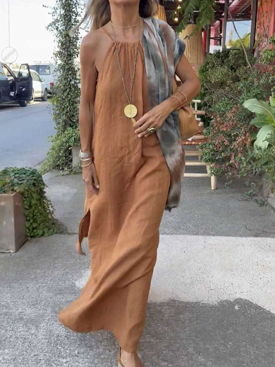Damen Maxikleid mit Spaghettiträgern und elegantem fließendem Schnitt