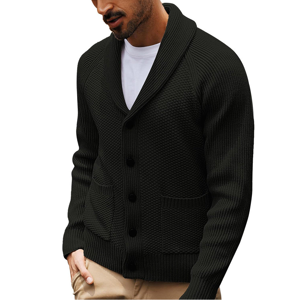 Herren Strickjacke mit Schalkragen und Taschen