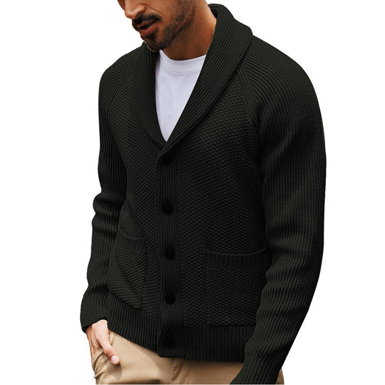 Herren Strickjacke mit Schalkragen und Taschen
