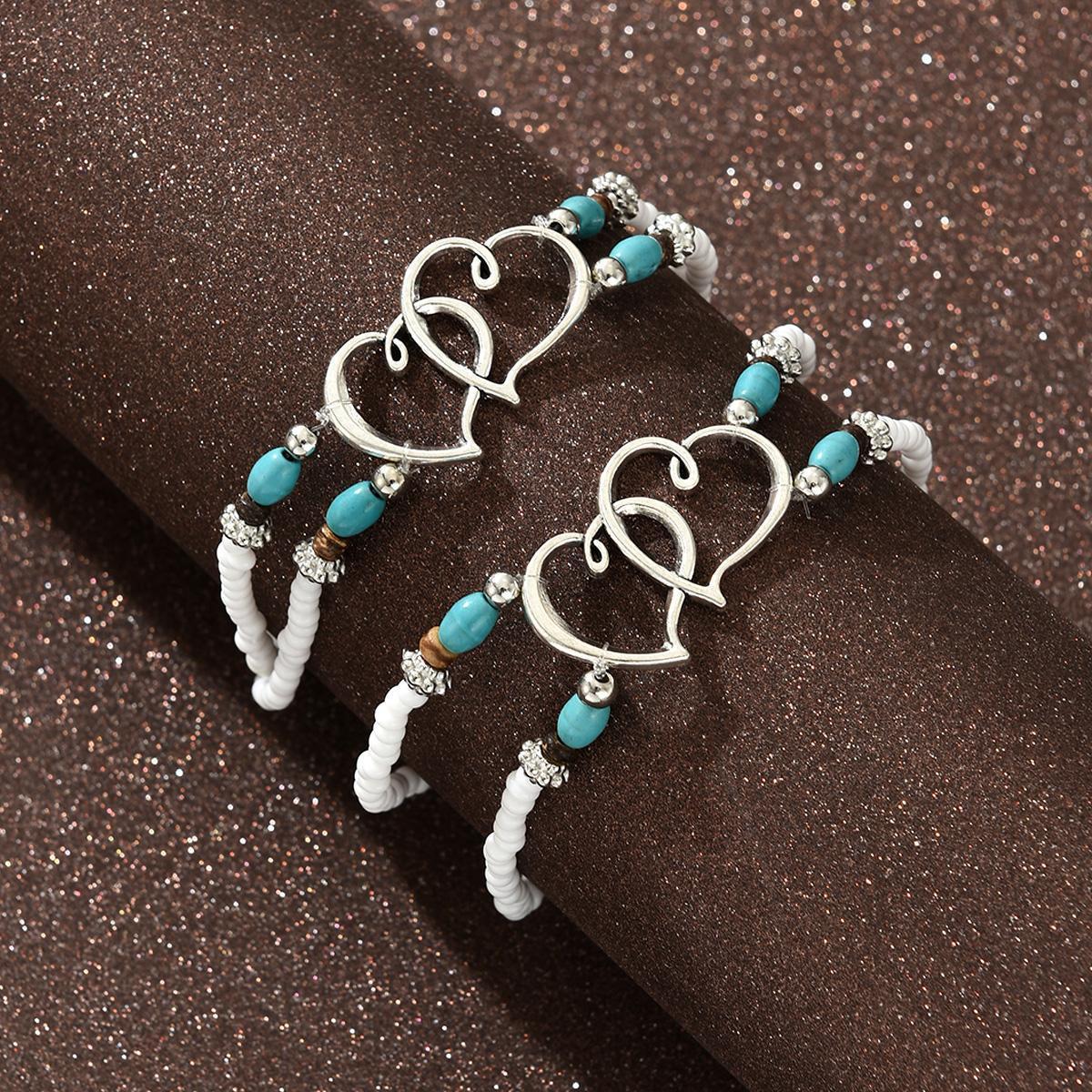 Damen Armband-Set mit zarten Herz- und bunten Perlenakzenten Shop Nory